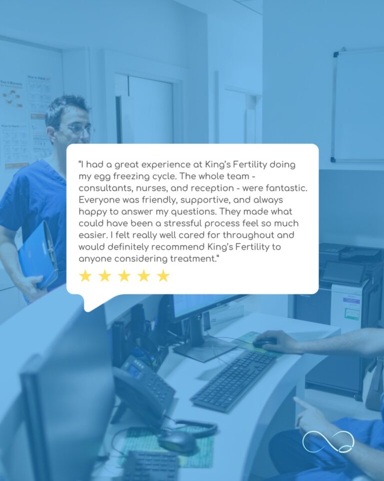 Real stories, real smiles. 

Here's what one of our patients has to say about their King's Fertility experience. Receiving feedback like this brings smiles not only to our patients but to the dedicated team of experts who work every day to make fertility possible. 

Reviews speak volumes about our commitment to giving everything we have to give you the best chance of getting everything you want.