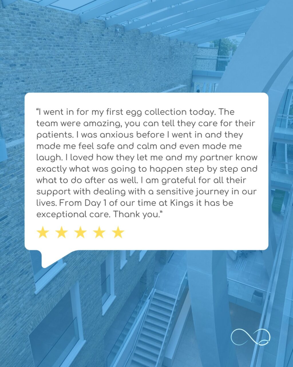 Real stories, real smiles.

Here’s what one of our patients has to say about their King’s Fertility experience. Receiving feedback like this brings smiles not only to our patients but to the dedicated team of experts who work every day to make fertility possible.

Reviews speak volumes about our commitment to giving everything we have to give you the best chance of getting everything you want.

#fyp #infertility #fertility #ivf #iui